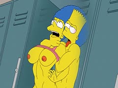 The Simpsons cartoon gym locker room sex